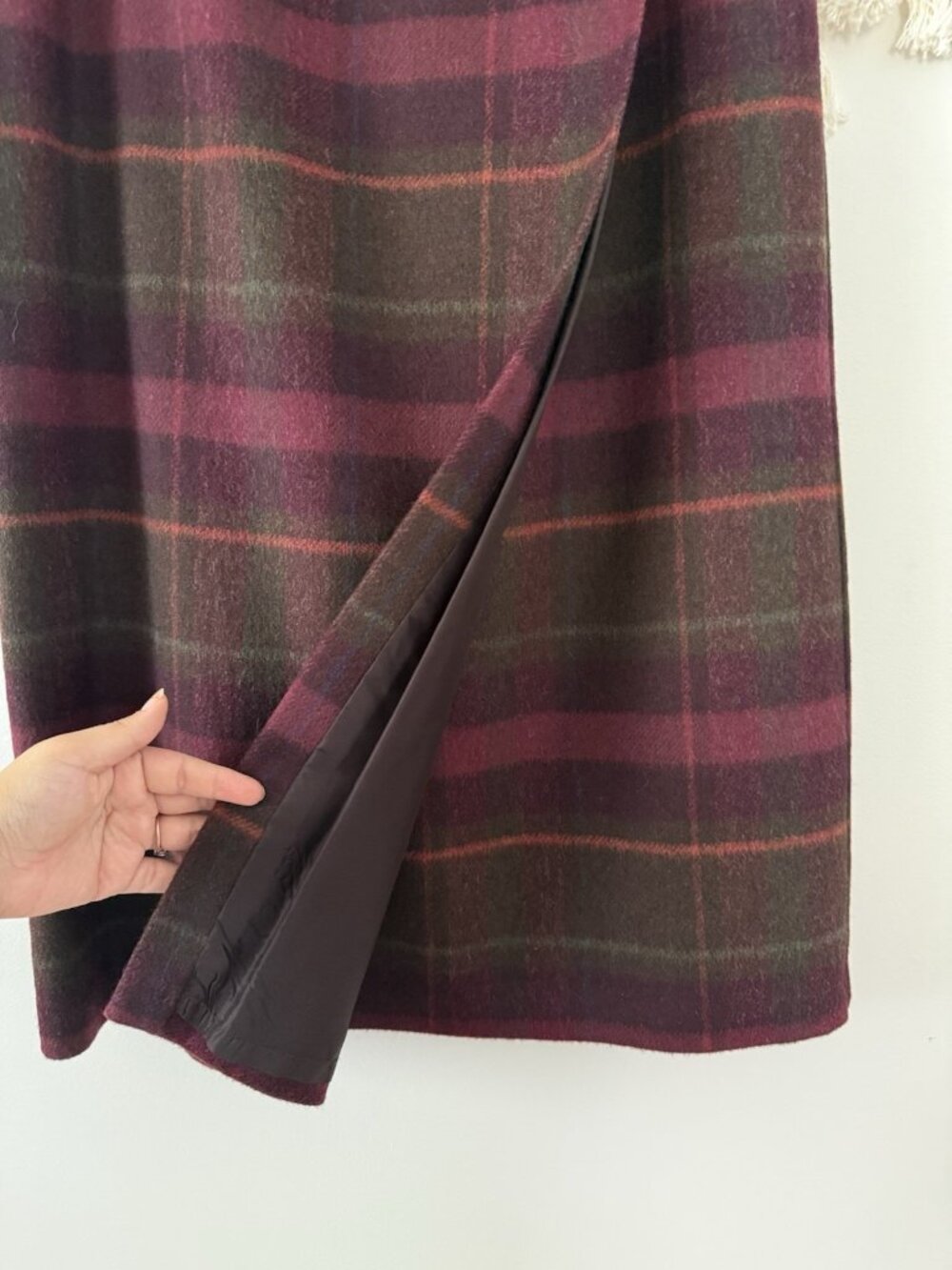 Vintage Talbots Wool Blend Tartan Plaid Wrap Midi Skirt Made In USA Preppy 12P - Picture 5 of 10
